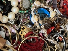 HUGE Vintage  Costume Jewelry Mixed Lot Mostly Wearable FULL Medium Flat Rate picture