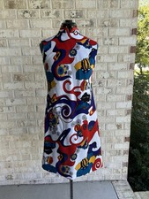 Vintage 60s Mod l-aiglon psychedelic mod shift dress sleeveless mock neck picture
