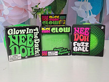 Green Needoh 3pc Lot- Glow Cube, Fuzz Ball, Groovy Glow Glob picture