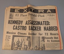 Kennedy Assassination El Paso Herald Newspaper Nov 22 1963 Local 60s Extra Texas picture