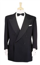 Vintage 1930's Bespoke New York Black Tuxedo Formal Double Breasted Jacket 40R picture