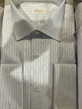 NEW Brioni  Cotton Dress Shirt  16 1/2 R White with Muli-Stripe Pattern picture