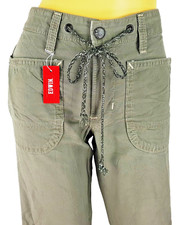 MISS EDWIN Womans LINEN Green SUMMER TROUSERS Roll Up Japan - W28