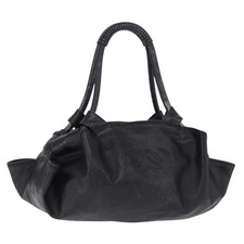 LOEWE Nappa Aire Anagram Hand Bag Leather Black Gold Auth 197831 picture