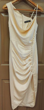Lavish Alice Womens Ivory Satin Dress Off Shoulder Womens Sz 4 WOW picture