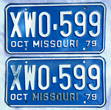 Vintage Missouri October 1979 matching license plate set picture