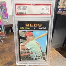 Topps 1971 Pete Rose Cincinnati Reds PSA 6 #100 Baseball Card 14628435 picture