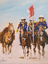 Rare Cowboy Art Painting Italian/Chicago Piero Ottinetti artist Signed picture