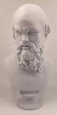 TWO BUSTS- GREEK SCULPTURE SOCRATES 11 INCH, HOUDON VOLTAIRE 11 INCH IN WHITE picture