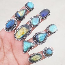 Natural Flashy Labradorite Gemstone Handmade Rings For Women Jewelry picture