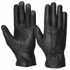 Hugger Affordable Men's 3 Seam Padded Palm Leather Driving Motorcycle Gloves picture