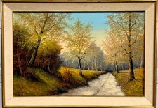 ⭕️ EARLY 20TH C IRA REMSEN AUTUMN LANDSCAPE OIL ON CANVAS PAINTING FRAMED picture