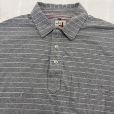 Relwen Polo Shirt Men’s Large Gray Striped Cotton Preppy Pocket Huckberry picture