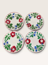 Antique Late Adams Rose Staffordshire Set | 4 Plates & 2 Bowls | England 1800’s picture
