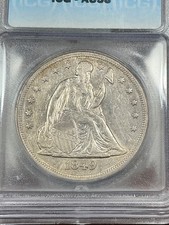 ICG AU53 1849 SEATED LIBERTY DOLLAR SCARCE DATE NICE LUSTER picture