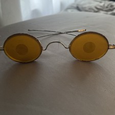 Antique 1870's-80s Sharp Shooters Tinted Frost Amber Glasses Shooting Spectacles picture