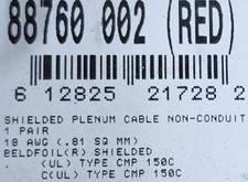 Belden 88760 18/1P Twist Pair Beldfoil Shielded FEP/FEP CMP Control Cable Red picture