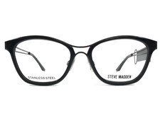 Steve Madden Eyeglasses Frames TULULLA BLACK Gray Cat Eye Full Rim 50-16-135 picture