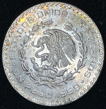 1959 Mexico One Peso Silver Coin Excellent Condition picture