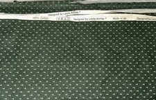 Vintage Laura Ashley Fabric 6+ Yards X 44” Forest Green And Cream Cotton picture