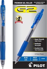 Pilot G2 Gel Pens 1.0mm Bold Point Retractable Blue Ink Rollerball 12 Pack 31257 picture
