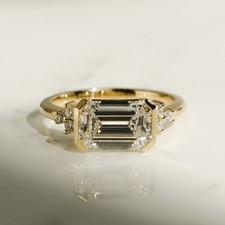 1.80 Ct Emerald Cut Moissanite Engagement Ring - Exclusive Wedding Gift Ring picture