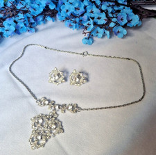Vintage Bogoff Rhinestone Necklace Earrings Set Bridal Wedding Jewelry picture
