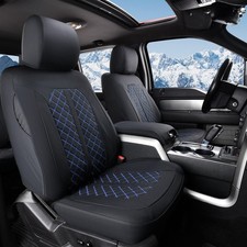Truckiipa Seat Covers for Ford F150 Front Leather Truck Seat Cover Cushion Prote picture