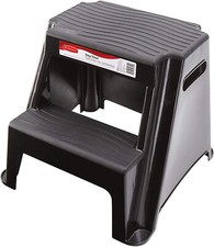 2-Step Molded Plastic Step Stool, Lightweight with Slip Resistant Treads , Black picture
