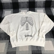 VS PINK BLING HALLOWEEN SWEATSHIRT WHITE & BLACK SKELETON RHINESTONE XS & S picture