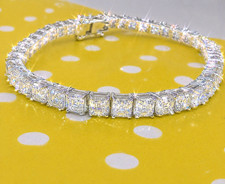 7 CT Asscher Cut Lab Created Diamond Tennis Bracelet 7