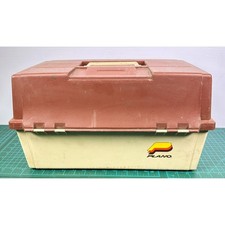 Vintage PLANO 8606 6-Tray Hip Roof Tackle Box Double Sided Maroon Cream USA picture