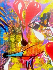ORIGINAL ACRYLIC Picasso  and Peter MAX Inspiration ABSTRACT   By Shannon Eaton picture