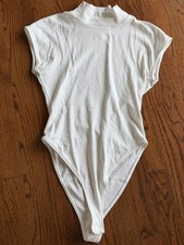 Zara Short Sleeve White Bodysuit Women's Medium Snap Closure Stretch picture