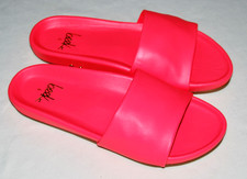 NIB beek Women's Watermelon Neon Pink Leather Gallito Slide Sandals sz 6 READ picture