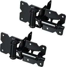 Carbon Steel Self-Closing Gate Hinges for Vinyl Wood Fence, Black picture