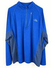 L.L.Bean Men's Blue Slightly Fitted 1/4 Zip Mock Neck Pullover w/ Pockets picture