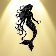 Elegant Mermaid Metal Wall Art Minimalist Abstract Sea Creature Decor picture