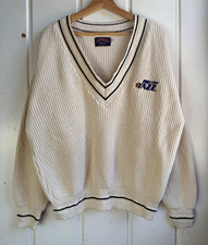 Vintage 90’s Nutmeg Mills Utah Jazz V-Neck Chunky Knit V-Neck Sweater Large picture