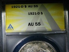 AU 55 1921-D MORGAN SILVER DOLLAR HARD DATE BEAUTIFUL COLLECTORS COIN M-1401 picture