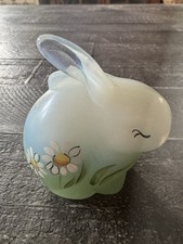 fenton glass bunny rabbit hand painted picture