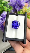 AAA+ 15.20 Ct+ Rare Natural Blue Tanzanite Certified Loose Cushion Cut Gemstone picture