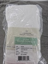 Grandeur Hospitality 100% Cotton 12-Pack Hand Towels 16x30in White OEKO picture