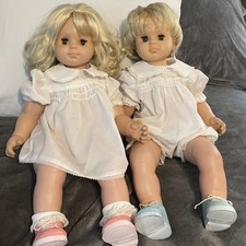 Vintage Schildkrot OOAK  22 Inch Boy And Girl Toddler Doll dressed W/Turtle Mark picture