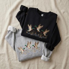 Embroidered Vintage Mallard Duck Sweatshirt, 90s Wildlife Nature Ducks Sweater picture