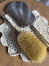 Webster Sterling Silver Antique Hand Mirror & Brush Set - NO MONOGRAM - Hammered picture