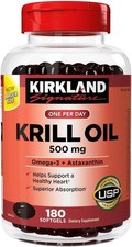 Kirkland Signature Krill Oil 500mg Omega-3 Astaxanthin 180 Softgels picture