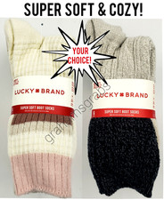 SUPER SOFT WOMENS BOOT CREW SOCKS LUCKY BRAND COZY 6-PACK YOUR CHOICE SZ 5-10 picture