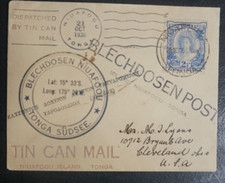 Rare Tonga 1936 Tin Can Mail cover to Cleveland OH picture