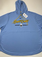 Nike Milwaukee Brewers Hoodie Mens 3XL Blue Short Sleeve City Connect MLB NWT picture